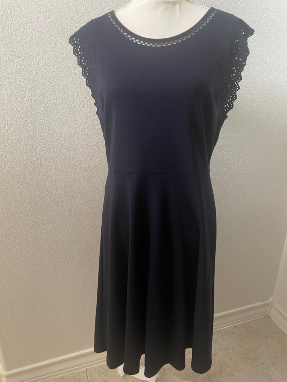 Talbots Women’s Navy Blue Lace-Trim Dress